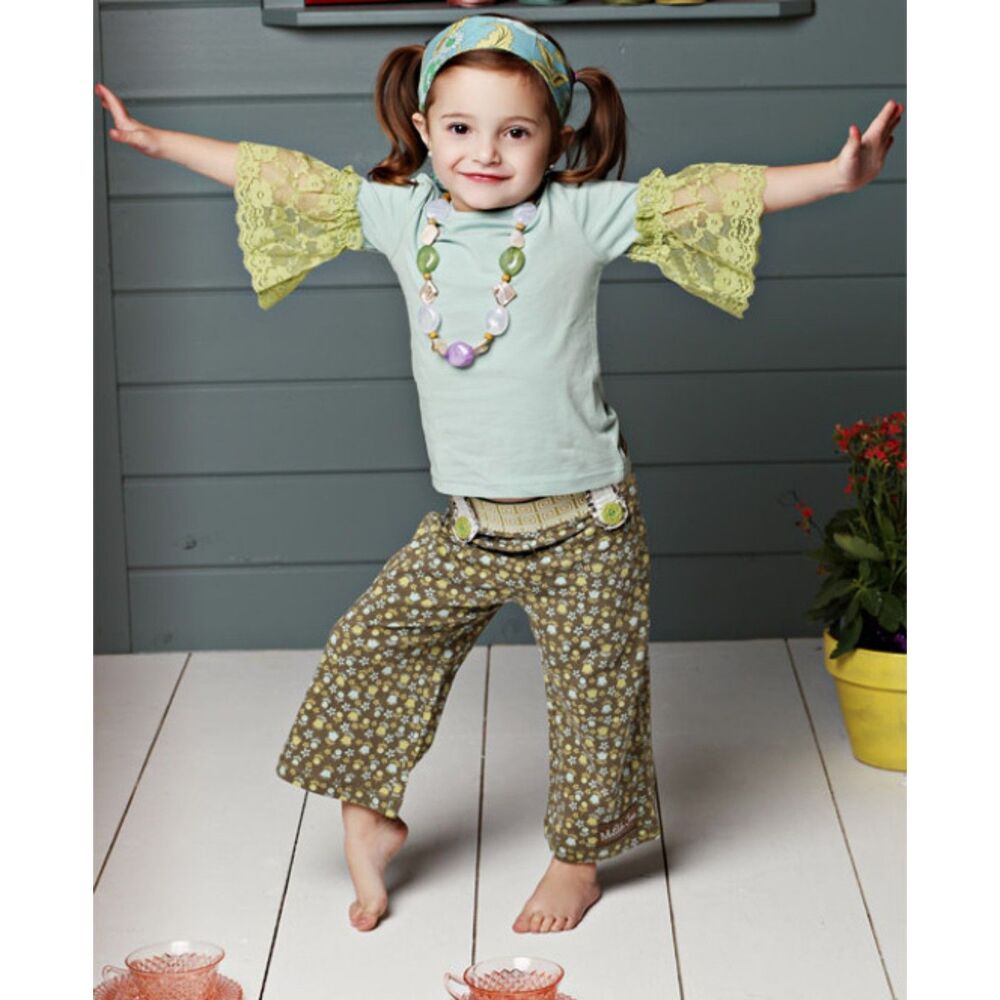 NEW Matilda Jane girls knit pants 6 Straightees Bon Bon Serendipity olive flower